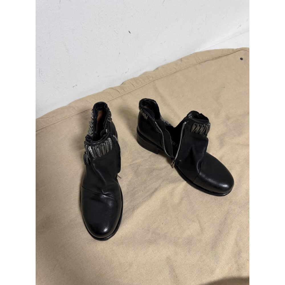 A.S.98 Boots Womens Size 8.5 Black Leather Studded Ankle Zip Block Heel Booties - Picture 11 of 16